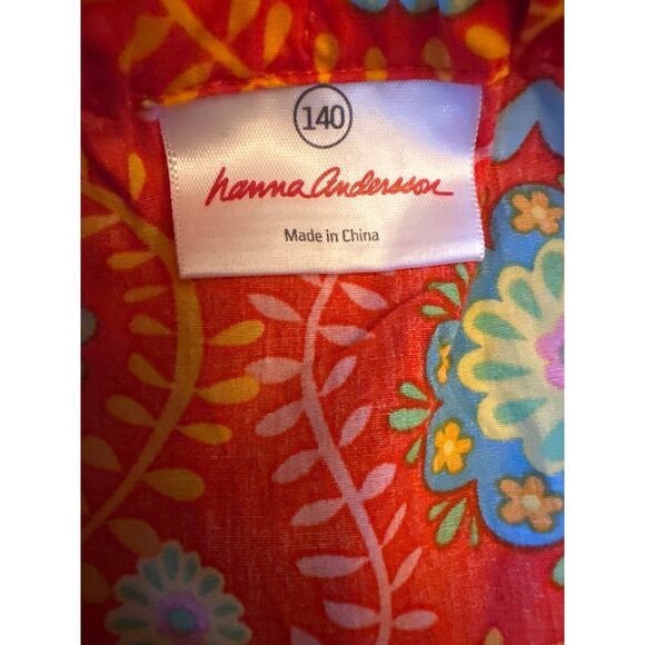 Hanna Andersson 140 Girls Cotton Floral Print Dress Size 12 Red & Multicolor - Picture 2 of 6